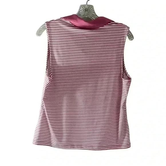 Sincerely Jules Pink and White Striped Sleeveless Polo Large - Picture 4 of 6